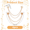 4Pcs Alloy Hanging Chain Brooch JEWB-FH0002-93G-2