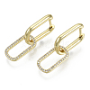Brass Micro Pave Cubic Zirconia Dangle Huggie Hoop Earrings KK-R137-020A-NF-2