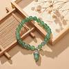 Natural Green Aventurine Round Beaded Stretch Bracelet with Bullet Charms BJEW-JB09018-02-2