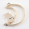 Rack Plating Alloy Kitten Open Back Bezel Pendants PALLOY-S047-38E-FF-2