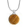 Natural Tiger Eye Flat Round Perfume Bottle Pendant Necklaces PW-WGD45C6-08-1