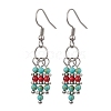 Synthetic Turquoise Beaded Tassel Dangle Earrings EJEW-JE06189-1