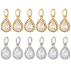 BENECREAT 12Pcs 2 Colors Rack Plating Brass Micro Pave Clear Cubic Zirconia Charms KK-BC0013-62-1