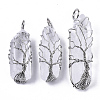 Natural Quartz Crystal Wire Wrapped Pointed Pendants G-T133-P02E-1