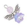 Pearlized Glass Pearl Bead Pendants PALLOY-JF03205-01-4