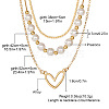 Heart Alloy & Plastic Imitation Pearl 3 Layer Necklaces for Women FS-WGA62EB-01-2