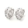 Platinum Plated Brass Cuff Earrings with Rhinestone for Women EJEW-D065-07P-03-1