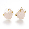 Natural Rose Quartz Stud Earrings X-EJEW-L196-03B-1