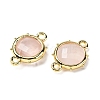 Brass Natural Rose Quartz Connector Charms KK-Z096-01G-02-2