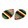 Jamaican Colour Epoxy Resin & Walnut Wood Pendants RESI-N039-122O-2