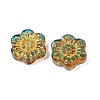 Baking Paint and Golden Metal Enlaced Glass Beads DGLA-T004-09J-2