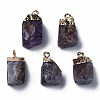 Natural Amethyst Pendants G-Q998-035A-2