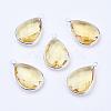 Silver Color Plated Brass Glass Teardrop Pendants GLAA-M006-A-18S-1