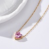 304 Stainless Steel Cubic Zirconia Heart Pendant Necklaces NJEW-Z057-04B-G-3