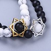 Natural Black Agate(Dyed & Heated) Bead and Natural Howlite Bead Stretch Bracelet Sets BJEW-JB04298-04-2