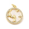 Brass Clear Cubic Zirconia with Shell Pendants KK-G450-02G-02-1