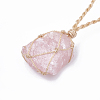 Adjustable Natural Rose Quartz Pendant Necklaces G-T097-10-3