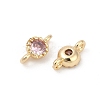 Brass Cubic Zirconia Flat Round Connector Charms KK-H204-02KCG-06-2