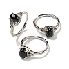 Oval Natural Black Agatee Adjustable Rings RJEW-Q818-01P-06A-1