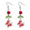 Glass Seed Beads Butterfly Dangle Earrings EJEW-MZ00347-3