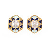 Brass Micro Pave Clear Cubic Zirconia Stud Earrings EJEW-S210-016D-NR-1