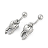 Tooth 316 Surgical Stainless Steel Belly Button Rings/Earrings EJEW-G416-13AS-4