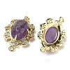 Natural Amethyst Faceted Oval Connector Charms G-G181-06G-03-2