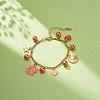 Alloy Enamel & Glass Pearl Charm Bracelet with 304 Stainless Steel Chains for Women BJEW-JB08707-01-2