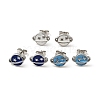 Enamel Planet with Star Stud Earrings with 316 Surgical Stainless Steel Pins EJEW-A081-06P-1