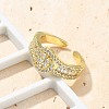 Brass Micro Pave Clear Cubic Zirconia Open Cuff Rings RJEW-G336-02G-3