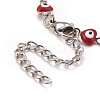 Enamel Heart with Evil Eye Link Chains Bracelet BJEW-P271-06P-03-3