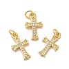 Rack Plating Brass Micro Pave  Cubic Zirconia Pendants KK-B068-02G-2