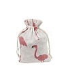 Printed Cotton Imitation Burlap Packing Pouches Drawstring Bags PW-WG7B662-09-1