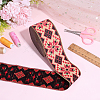 Rhombus Pattern Ethnic Style Embroidery Floral Polyester Ribbons OCOR-WH0070-324A-4