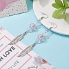 Feather with Round Beads Long Dangle Earrings for Girl Women EJEW-JE04681-03-2