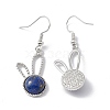 Natural Dyed Lapis Lazuli Rabbit Dangle Earrings EJEW-A092-05P-21-2