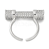 Rack Plating Brass Micro Pave Cubic Zirconia Cuff Rings for Women KK-M021-02P-3