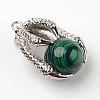 Eagle Claw Alloy Malachite Pendants X-G-L455-A21-2