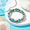 Beach Turtle Dyed Synthetic Turquoise Stretch Bracelets BJEW-JB10291-02-2