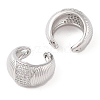 Rack Plating Brass Micro Pave Clear Cubic Zirconia Cuff Earrings for Women EJEW-G394-03P-2