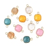 10Pcs 5 Styles Tigerskin Glass & Dyed Natural White Jade & Quartz Crystal Square Links Connector Charmss G-YW0002-75-2