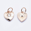 Brass Micro Pave Clear Cubic Zirconia Charms ZIRC-J040-09RG-NR-2