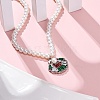 304 Stainless Steel Colorful Cubic Zirconia Shell Shape Pendant Necklaces STAS-Z114-22P-2