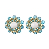 3 Pairs Flower Glass Seed Beaded with Natural Mashan Jade Stud Earrings for Women EJEW-MZ00208-4