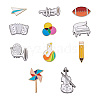 Crafans 11Pcs 11 Style Rugby & Bottle & Piano & Violin & Pencil Enamel Pins JEWB-CF0001-02-2