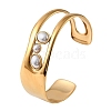 304 Stainless Steel Pave Plastic Pearl Cuff Bangles for Women BJEW-D465-01G-2