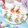 Glass Seed Bead & Glass Pearl Bead Conch Dangle Stud Earrings Set for Women EJEW-MZ00269-2