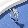 Fishtail with Heart Clear Cubic Zirconia Cuff Rings RJEW-G337-04P-1