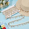 4 Yards Cotton Thread & Linen & Shell Beaded Trim Ribbon OCOR-DR0001-24A-4