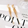 Brass ABS Plastic Pearl Tassel Stud Earrings EJEW-U040-11G-3